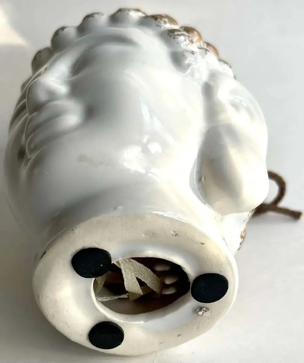 Ceramic Buddha Head Lantern Candle Holder Gold and White